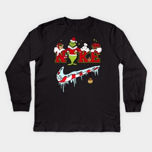Funny Christmas Grinch Nke Christmas Grinch Snow Kids Long Sleeve T-Shirt